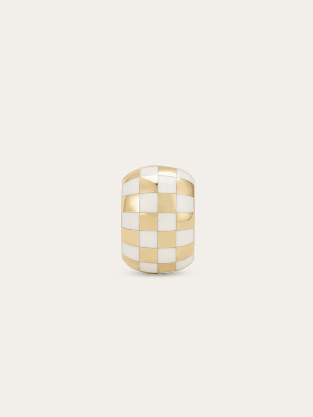 Adina Reyter White Ceramic Checkerboard Big Bead